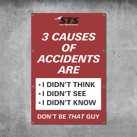 STS 3 Causes of Accidents Sign (2' x 3')